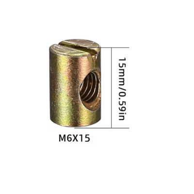 Tuerca cilindrica M6x15mm 1 unidad dorada