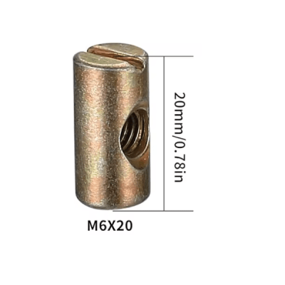 Tuerca cilindrica M6x20mm 1 unidad dorada1