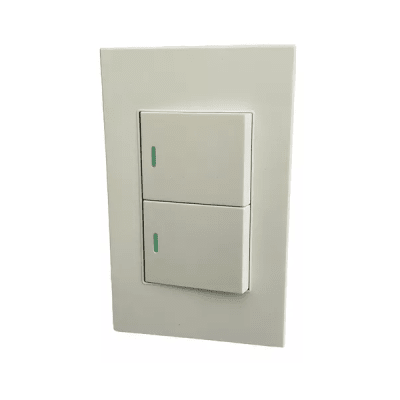 Interruptor doble (9/12) 16A 250V botón grande Blanco Ante