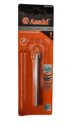 Broca punta flecha vidrio y cerámica 8mm Asaki1
