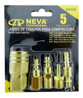 Set acoples compresor 1/4 5 pzas Neva