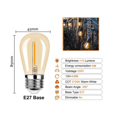 Ampolleta led vintage E27 1W luz calida
