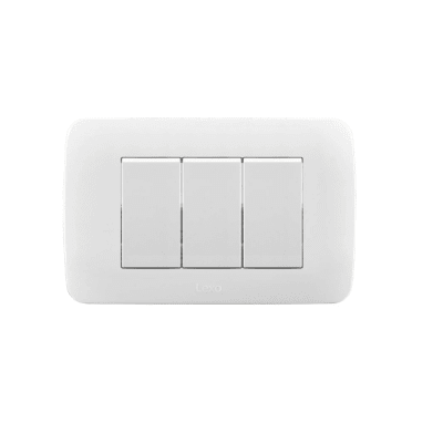 Interruptor triple (9/32) 10A 250V Blanco armado Lexo1
