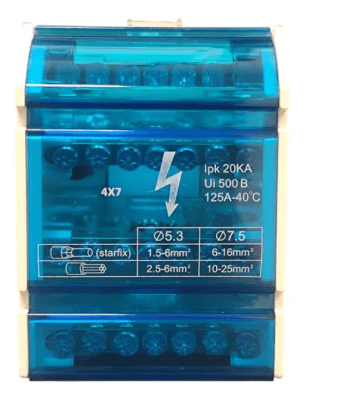 Barra repartidora tetrapolar 4x7 125 Amp1