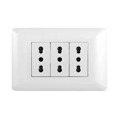Tomacorriente triple puenteado bipaso 10/16A 250V blanco Stanford