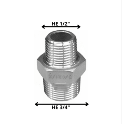 Niple cromado 3/4'' HE x 1/2'' HE (terminal cromado)1