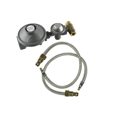 Regulador de gas licuado cilindro 45kg con dos flexibles (no esta certificado)1