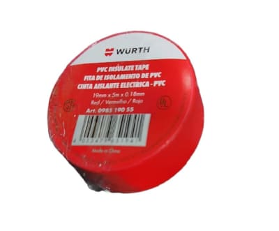 Huincha aisladora rojo 19mmx5m Wurth  (cinta aislante)