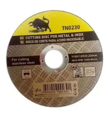 Disco de corte 4 1/2'' x 1 mm fierro y ac. inox. Toro Negro1