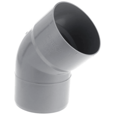 Codo PVC sanitario 40x45° gris1