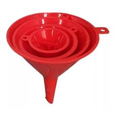 Set embudo plastico rojo 4 piezas