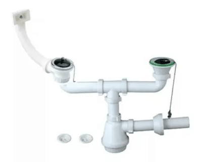 Sifon lavaplatos 1 1/2'' doble completo + rebalse Aquakit