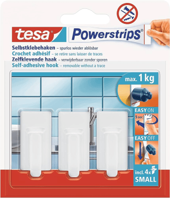 Gancho adhesivo blanco 3 unidades Tesa1