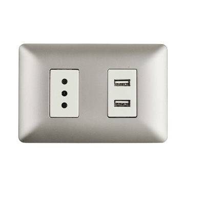 Tomacorriente simple bipaso 10/16A 250V champagne Stanford