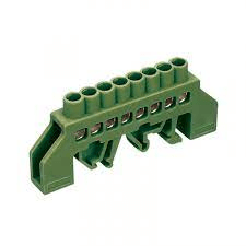 Barra de bronce aisladora verde 10 polos p/riel din 35mm Stanford