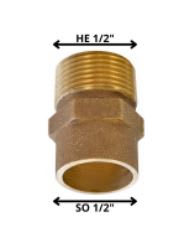 Cola medidor bronce 3/4''HI x 1/2'' HE con goma