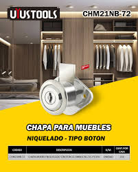 Chapa mueble t/boton niquelado 21.6mm Uyustools (cerradura)