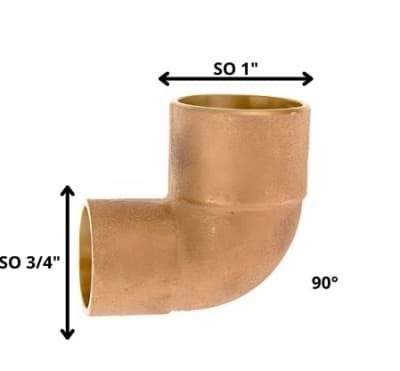 Codo cobre 1'' x 3/4'' SO-SO (reducción)1