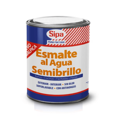 Esmalte al agua blanco semibrillo 1/4 gl. Sipa