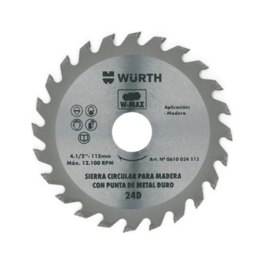 Disco de sierra madera 4 1/2'' 24 dientes