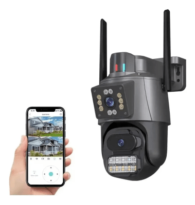 Camara de seguridad exterior wifi doble lente 4K IP66 ultra HD negro1