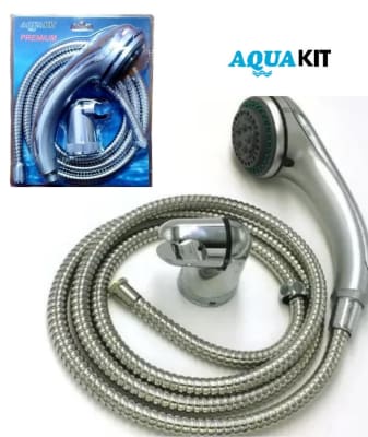Juego de ducha teléfono cromada 3 funciones con flexible 2m y soporte  Aquakit
