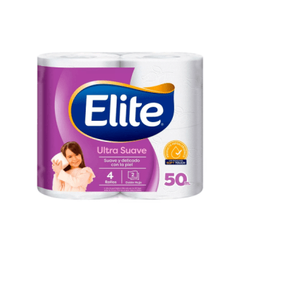 Papel higienico doble hoja ultra suave 4 x 50 m Elite