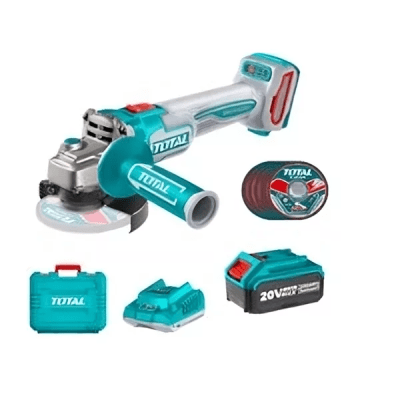 Esmeril angular inalambrico 20V 4 1/2'' +matela+cargador+bateria 4Amp+10 discos de corte