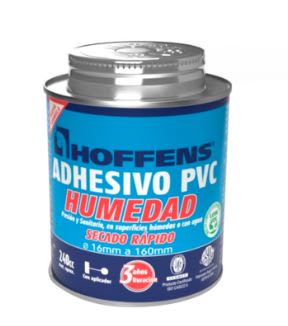 Adhesivo PVC humedad secado rápido 240cc Hoffens