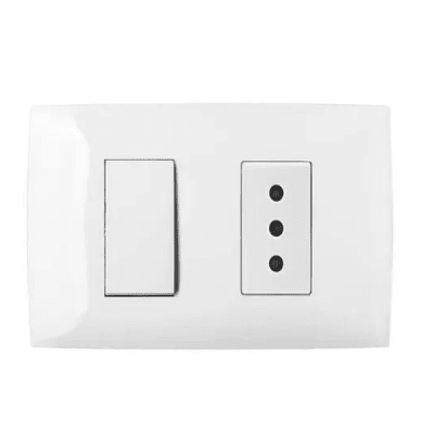 Interruptor simple + Tomacorriente simple 10A 250V blanco Fenix