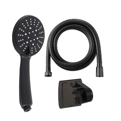 Juego de ducha telefono negro c/flexible 1.5m y soporte
