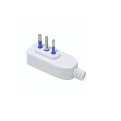 Enchufe macho lateral 2P+T 10A 250v blanco Kalop1