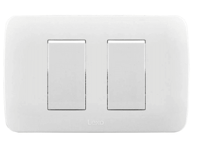 Interruptor doble (9/15) 10A 250v blanco armado Lexo1