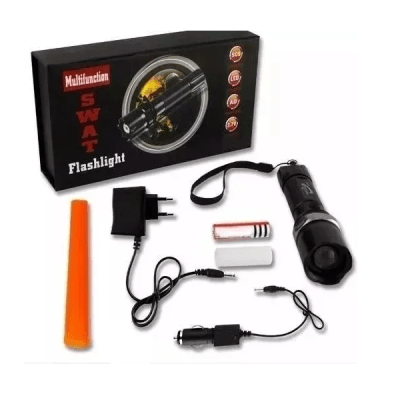 Linterna mano c/pila recargable USB 4 modos iluminacion