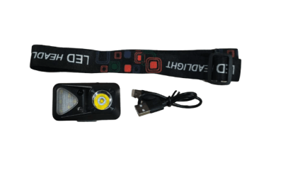 Linterna frontal LED alta potencia USB y baterías1