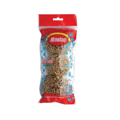 Virutilla cocina dorada 3 unidades Manlac