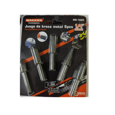 Juego de brocas escofina rotativa metal 5 pzas Makawa