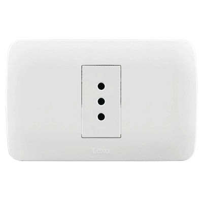Tomacorriente simple 10A 250V blanco armado Lexo1