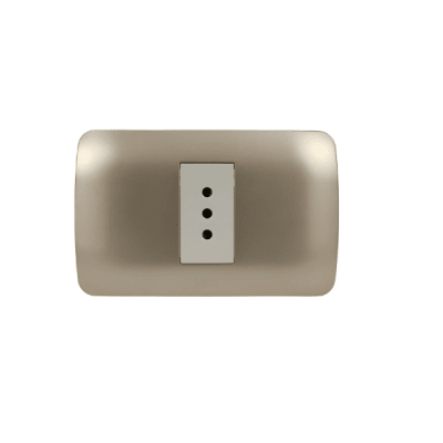 Tomacorriente simple 10A 250V champagne armado Lexo1