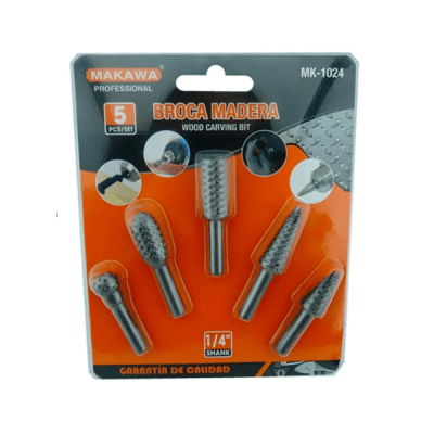 Juego de brocas escofina rotativa madera 5 pzas Makawa