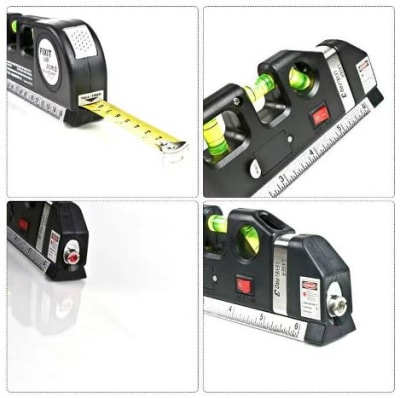 Nivel laser con regla metálica y huincha p/medir1