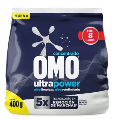 Detergente en polvo Omo Matic ultra power 400 gr.