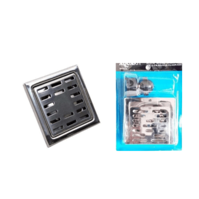 Pileta acero inoxidable 10x10cm rejilla cuadrada Aquakit1