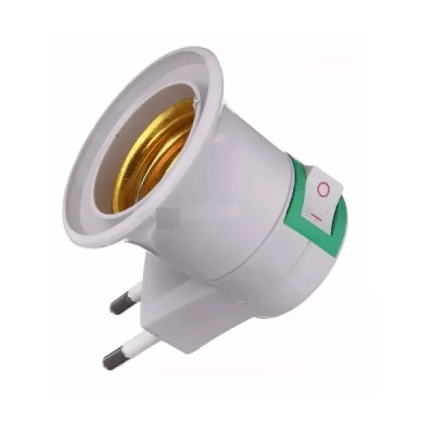 Portalampara plastico con enchufe interrupto E27 220V 60W blanco