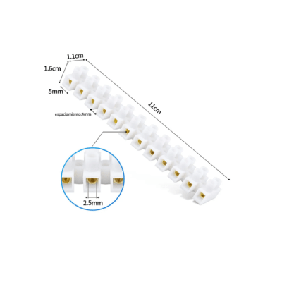 Regleta de conexion blanco 2.2mm x 12 polos