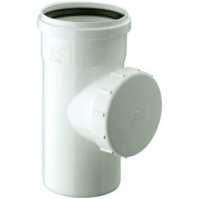 Tee registro pvc sanitario 110mm blanco con goma