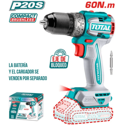 Taladro atornillador 13mm inalambrico sin bateria ni cargador TDLI206021 Total