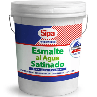 Esmalte al agua blanco satinado interior 4 gl. Sipa