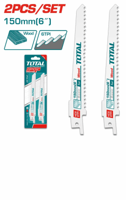 Juego de hoja para sierra sable madera 6'' 2 pzas Total1