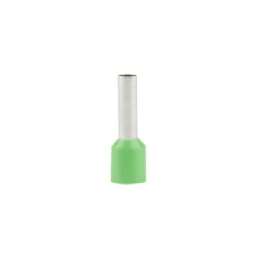 Terminal electrico ferrul 6.0mm2 (10 AWG) verde 100 pzas